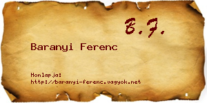 Baranyi Ferenc névjegykártya